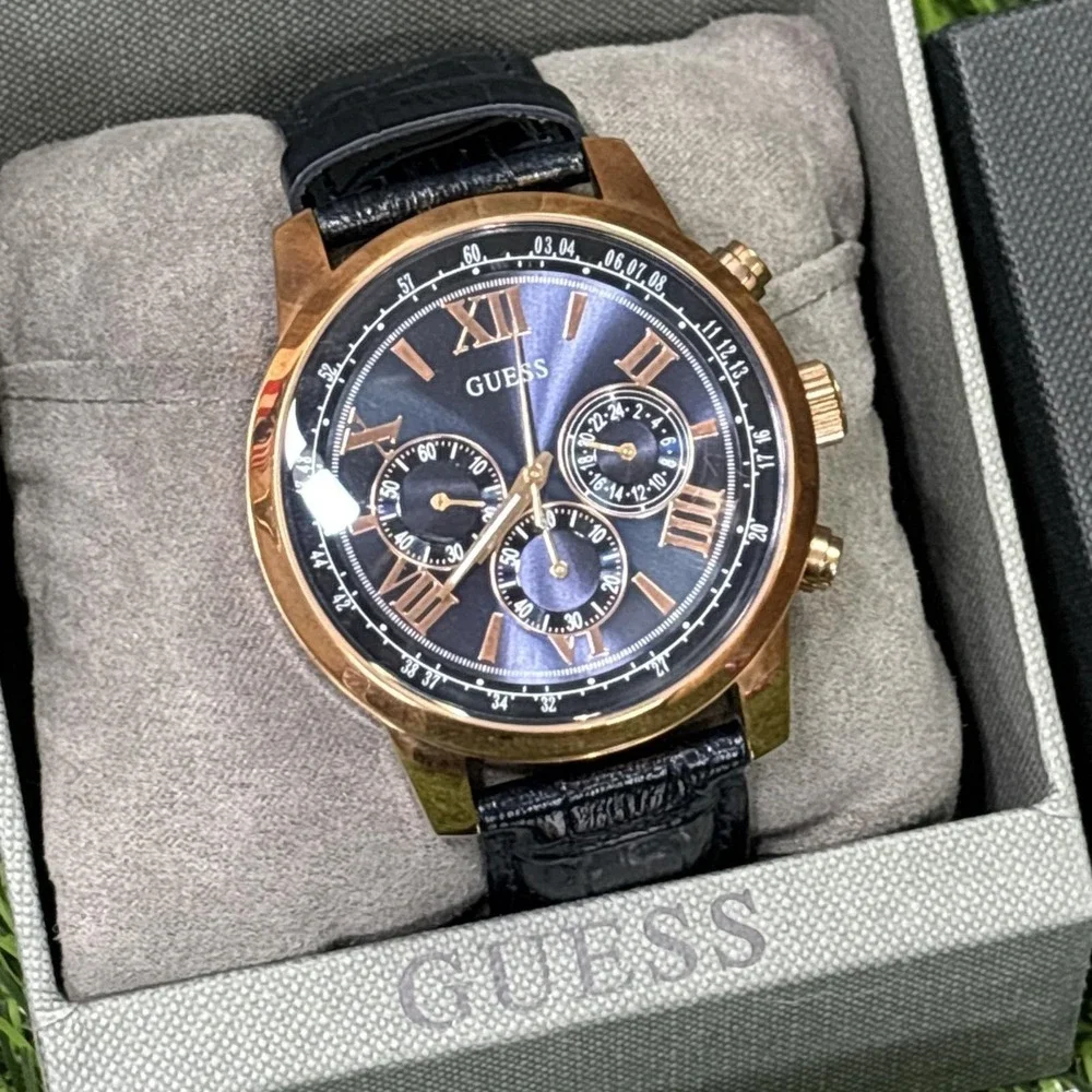 Guess Horizon Chronograph Watch W0380G5 Men NIB Open Box Black Gold